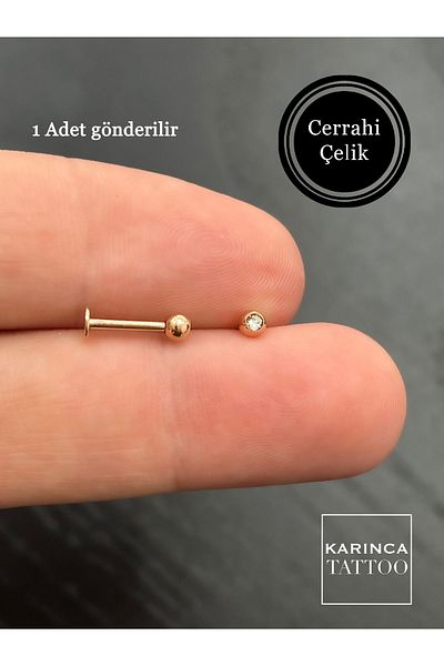 Karınca Piercing Stone Detailed Rose Piercing Tragus