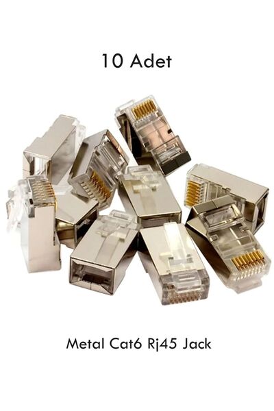 Vwin 10 Adet Metal Rj45 Cat6 Ftp Jack Soket Network Ucu Konnektör