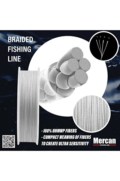 Mercan Premium Pe X4 300m White Braid Spool - Line