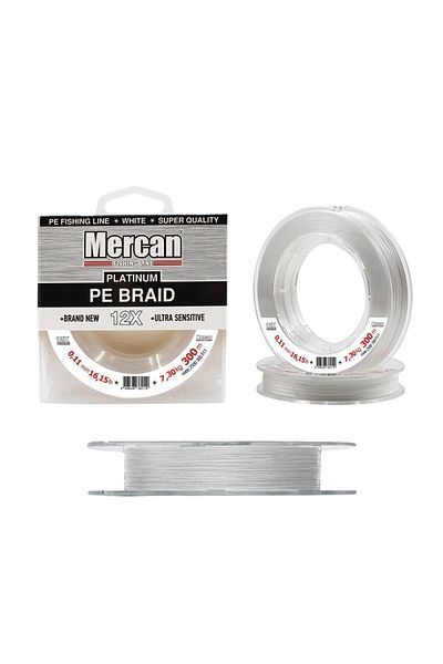 Mercan Pe Knitted Platinum X12 White Thread 300m Reel Fishing Line