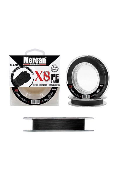 Mercan Platinum X8 Black Braid - 150m Reel Fish Line