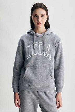 Ucla RILEY Gri Kapu onlu Nak l Standard Fit Kad n Sweatshirt Fiyat Yorumlar Trendyol