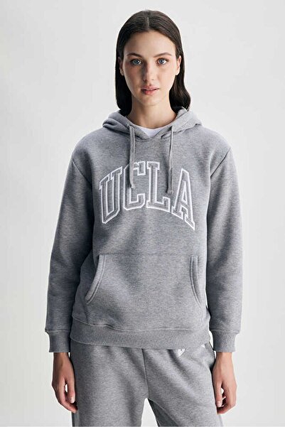 UCLA Γυναικείο φούτερ RILEY Γκρι με κουκούλα με κέντημα Standard Fit