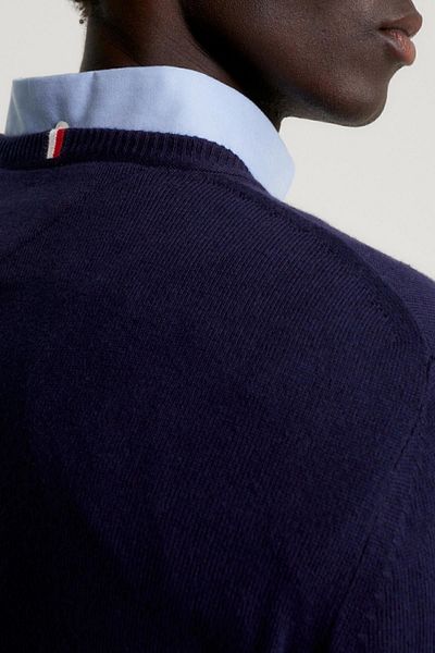 Tommy Hilfiger Men's Brand Logo Cotton Navy Blue Sweater Suitable for Daily Use Mw0mw28046-dw5
