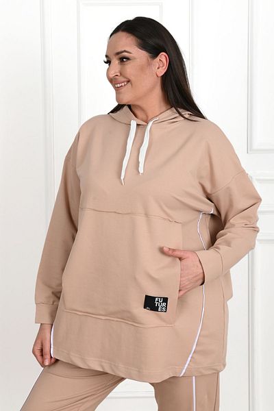 Koza Butik Γυναικείο Σετ Φούτερ με κουκούλα Plus Size 3678-23