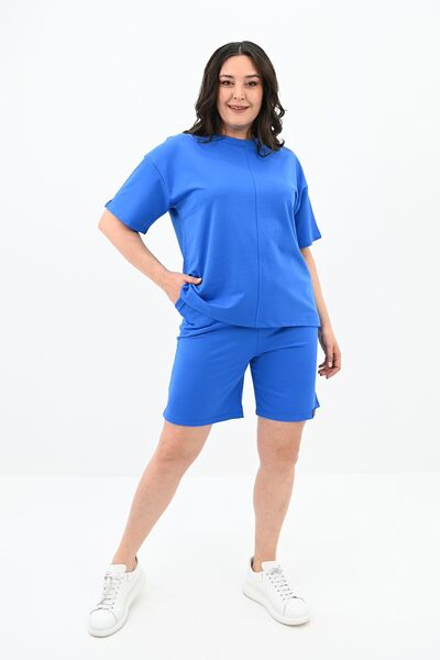 Koza Butik Costum pantaloni scurți cu mâneci mari pentru femei 8101-24