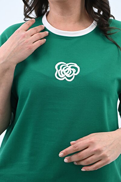 Koza Butik Γυναικεία κοντομάνικη φόρμα φόρμας μεγάλου μεγέθους 3807-23