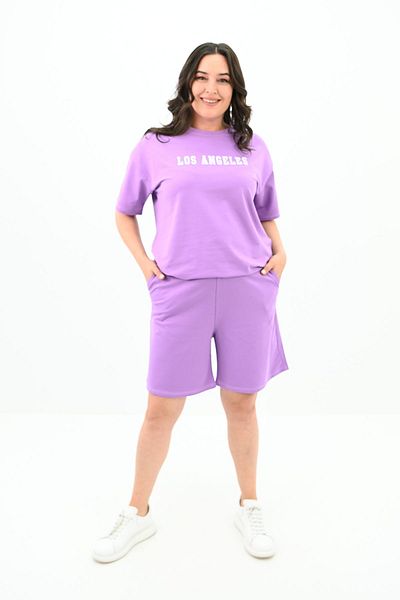 Koza Butik Σετ γυναικείο σορτς Plus Size - εμπριμέ, 8122-25