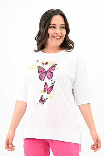 Koza Butik Σετ μπλουζάκι με σχέδιο πεταλούδας σε μεγάλο μέγεθος - 8114-25