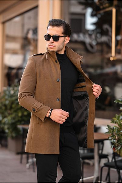 gm giyimarket Slim Fit hosszú mandzsetta férfi kabát