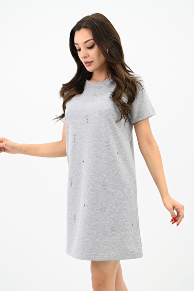 Koza Butik Kadın Taşlı Kısa Kollu Elbise 5212-24