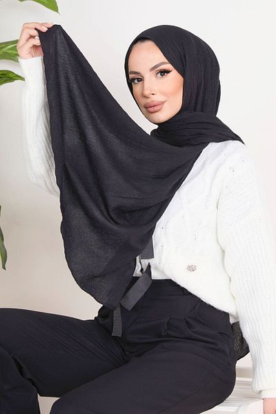 TOFİSA 23352-BLACK Soft Cotton Shawl