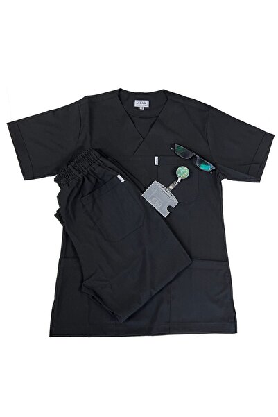 AtakUniform Likralı Unisex Zarf Yaka Doktor ve Hemşire Forma Takımı Scrubs