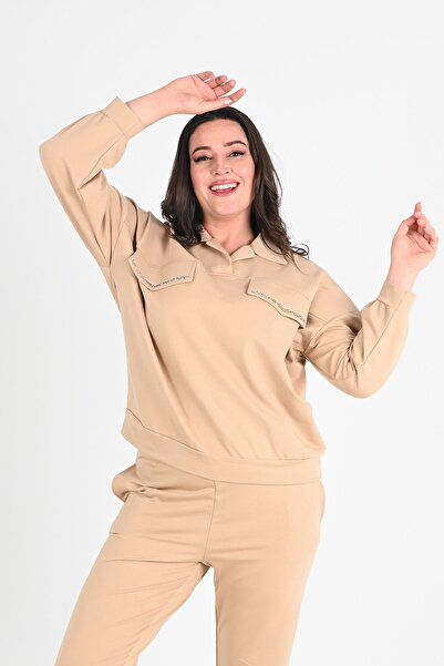 Koza Butik Γυναικείο Σετ αθλητικής φόρμας ισπανικού μεγάλου μεγέθους 8064-24