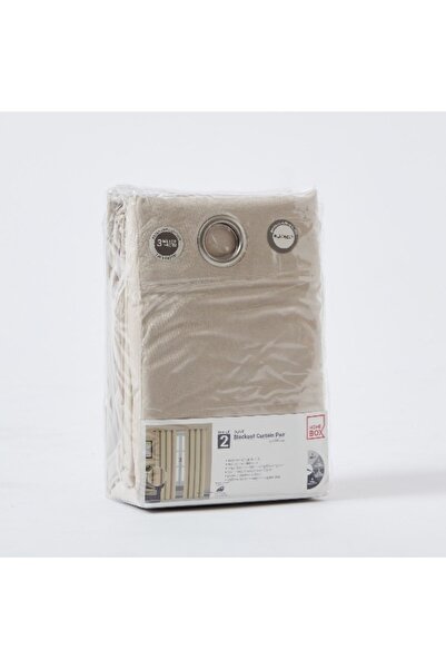 Home Box Dove Dimout Velvet Curtain Pair - 135x300 cm