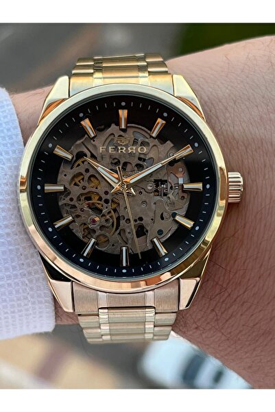 FERRO 3 Atm Waterproof Automatic Mechanism Men's Wristwatch - 2 Years Warranty, Steel Band Efb.40106.B2