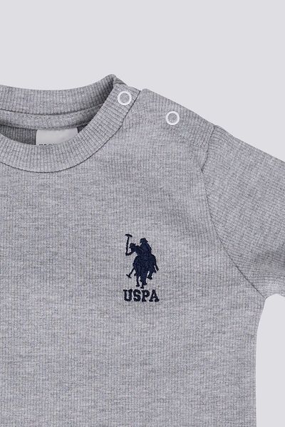U.S. Polo Assn. Baby Boy Gray 2-Piece Baby Set