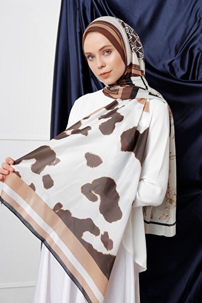 Şaless Σάλι Schaless Trio με σχέδιο σε σανίδα - Καφέ 70x190cm