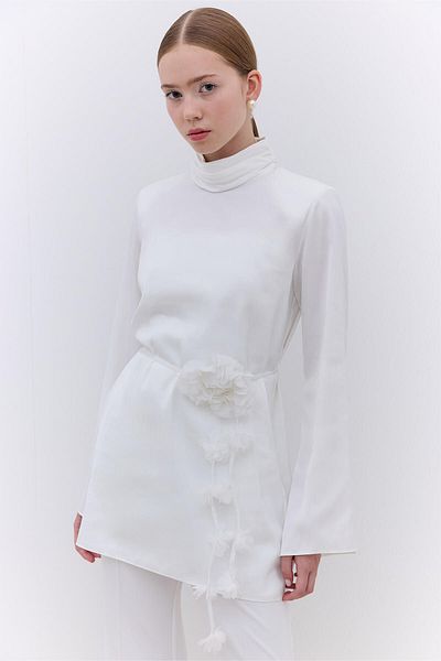 Manuka Ecru Satin - Wide Sleeve Tunic