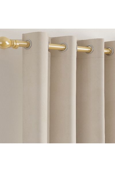 Home Box Dove Dimout Velvet Curtain Pair - 135x300 cm