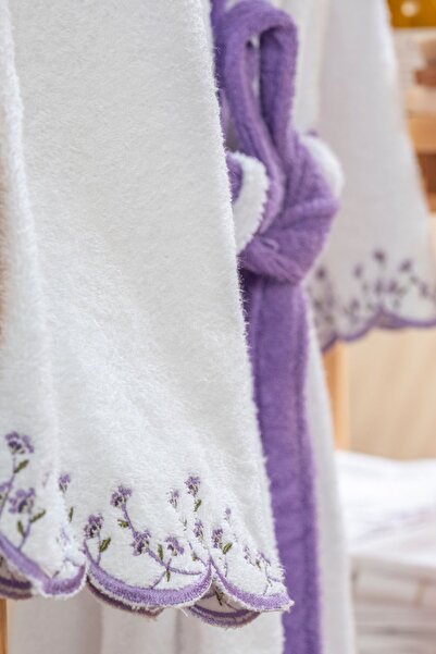 LAVENDIER Lavender Extra Soft-Elegant and Modern 100% Cotton Bathrobe/Peignoir