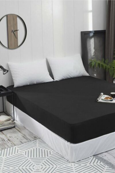 AsyaHome Double Black Elastic Sheet 160x200cm