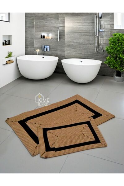HomeTurko Σετ Bohemian Jute 2 - Χειροποίητο χαλάκι μπάνιου και αντιολισθητικό, διπλής όψης