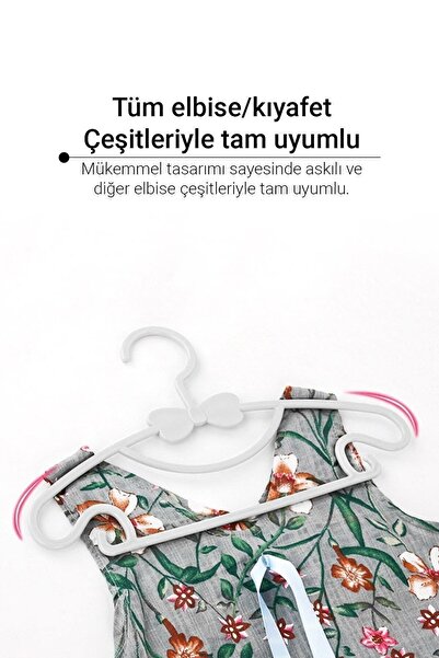 Morpanya Sweet 24 Adet Beyaz Bebek Elbise Askısı 30 Cm Fiyonklu Kelebek Bebek Çocuk Kıyafet Askısı