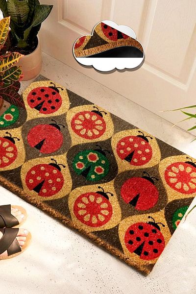 Chilai Home Coco Lady Bug Natural Koko Mat, Bristle Door Mat