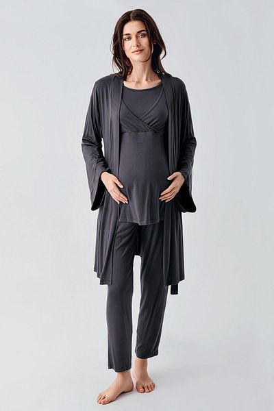 Artış Long Sleeve Flexible Lycra Viscous Maternity Pajama Set