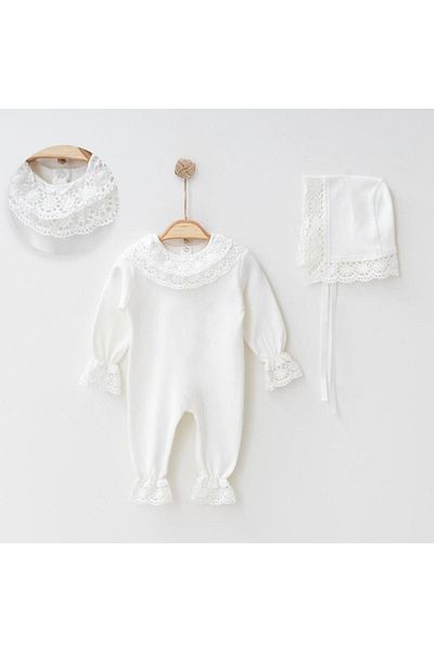 CFR Lace Baby Girl Jumpsuit with Hat Hospital Discharge Gift Mevlüt Outfit 749