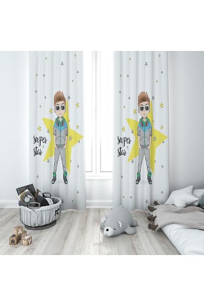 Lolla Evmila Children's Room Patterned Background Curtain