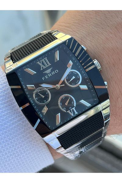 FERRO 30 Mt Waterproof Men's Wristwatch - Steel Cord, Chronograph Function Efm.11266.J2
