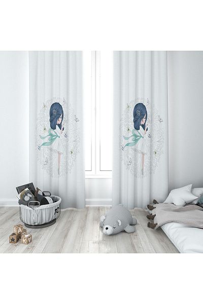 Lolla Mint Ribbon Girl Background Curtain 91