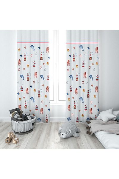Lolla Sailor White Background Curtain 261