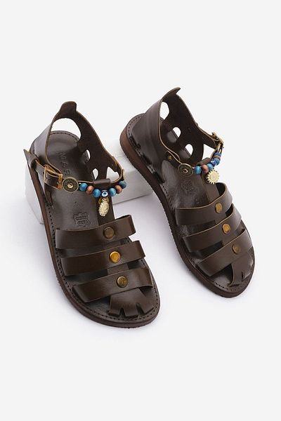 Marjin Dámské sandály z pravé kůže podešev Denní sandály Kevas Brown