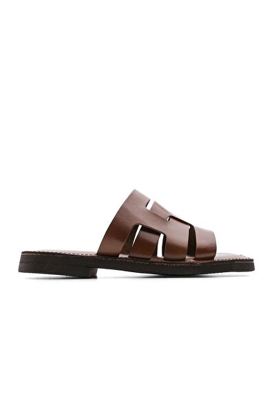 Marjin Women's Genuine Leather Eva Sole Daily Slippers Ornes Tan