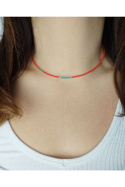 Bella Sera Studio ميوكي الأحمر الفيروز الحد الأدنى قلادة