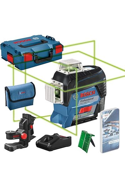 Bosch Professional 360 Level GLL 3-80 CG (1x battery 12V, green laser, mount, range: 30m,in L-BOXX)