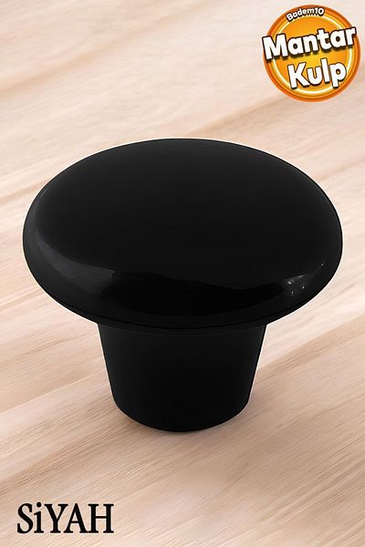 Badem10 (PĂSĂT PLASTIC) Buton ciupercă Mobilier rotund negru Sertar de bucătărie Dulap dulap Mâner Mâner