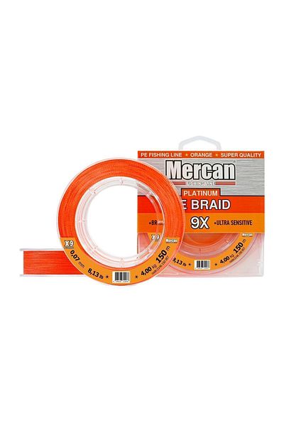 Mercan Pe Knitted Platinum X9 Orange Rope 150m Reel Fishing Line