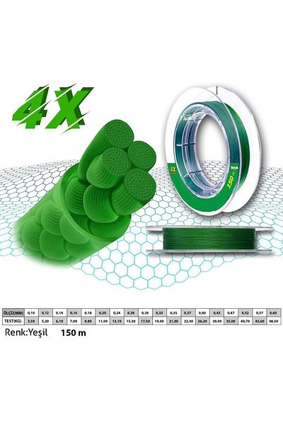MERCAN MİSİNA Mercan Premium Pe 4x Braid Ip 150 M Green Spool Fish Tape