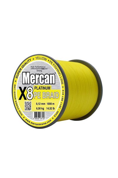 Mercan Platinum X8 Yellow Pe Braid - 1000m Line