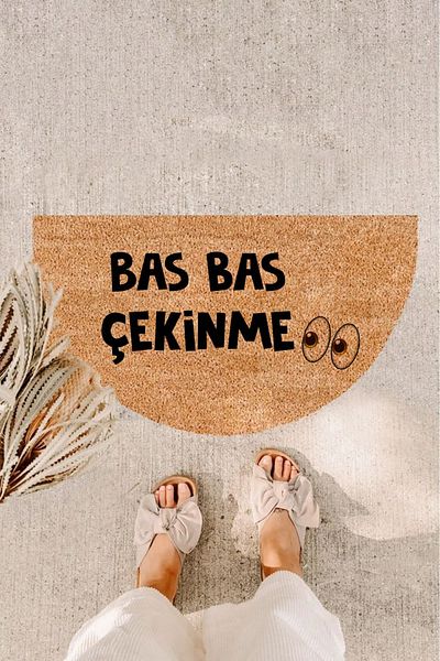 Paspas Yap Bass Bass Pull Oval Door Front Mat Exterior Door Mat Koko Mat Bristle Mat Printed Mat
