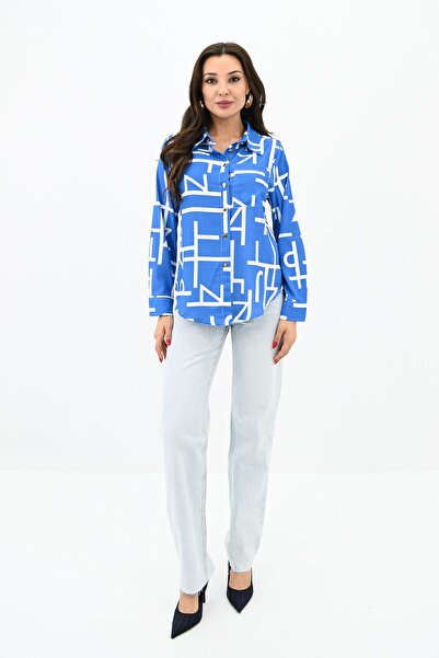 Koza Butik Класична сорочка з жіночим візерунком 1753-24