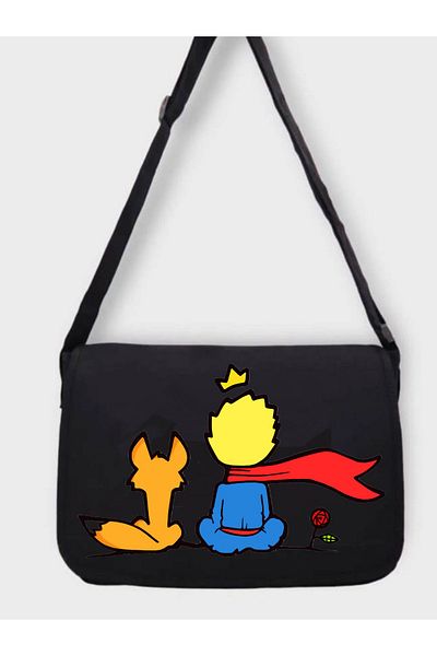 Cemira Geantă tote din pânză neagră Le Petit Prince - Geantă tote Micul Prinț, ghiozdan