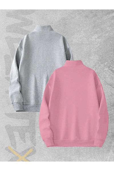 WEARTEX 3 Thread Half Zipper Set of 2 Sweatshirts