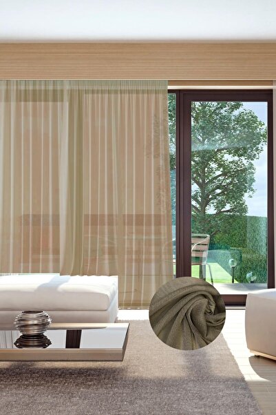 GOCCIA HOME Murcia Dökümlü Tül Perde Pilesiz Bej