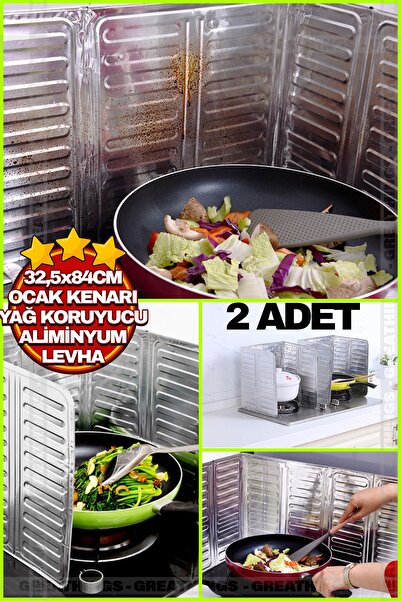 Greathings 2 Adet Ocak Yağ Sıçrama Koruyucu Katlanır Alüminyum Levha -Kolay Silinir Piknik Tüpü Rüzgar Önleyici