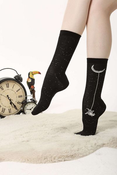 Socks Tunnel Цветни черни чорапи с модел на астронавт и луна